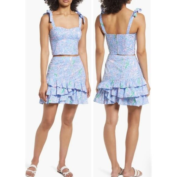 Lilly Pulitzer Rosalie Skirt Set Blue Peri The Turtle Package 8 - Picture 5 of 12